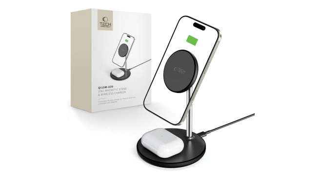TECH-PROTECT QI15W-A39 2IN1 MAGNETIC MAGSAFE WIRELESS CHARGER BLACK