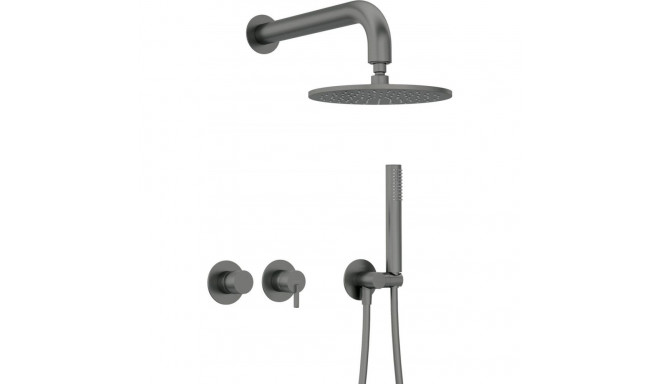 Concealed shower set with overhead shower - with horizontal mixer