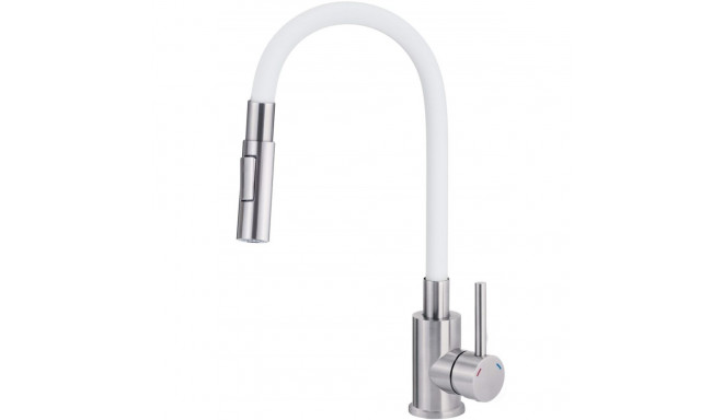 Kitchen faucet with bent spout - 2 types of spray