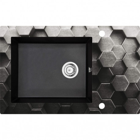 1-bowl glass-granite sink with drainer