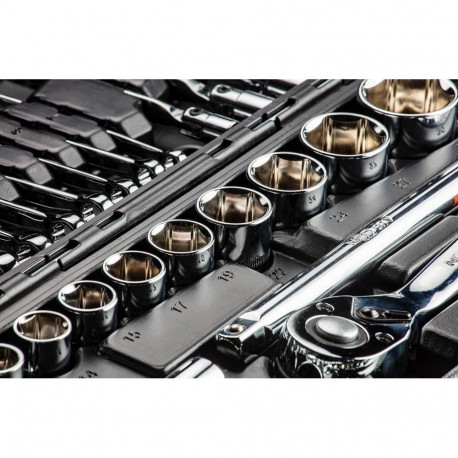 Socket wrenches 1/4", 1/2", set of 77, CrV