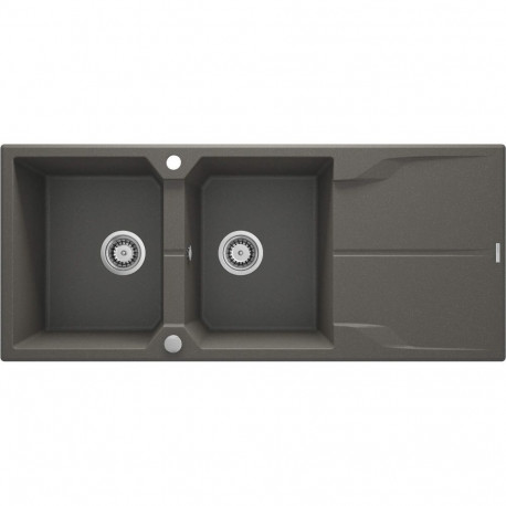 2-bowl granite sink with drainer