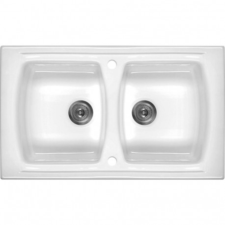 2-bowl ceramic sink