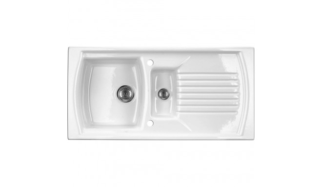 1.5-bowl ceramic sink with drainer
