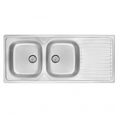 2-bowl steel sink with drainer