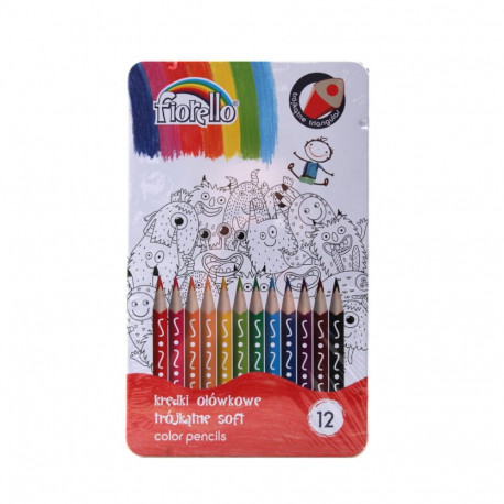 Color pencil Fiorello multicolor 12 pcs in metal cup