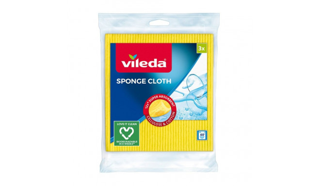 Sponge Scrubber - Vileda 3 Pack Cellulose Cotton Yellow