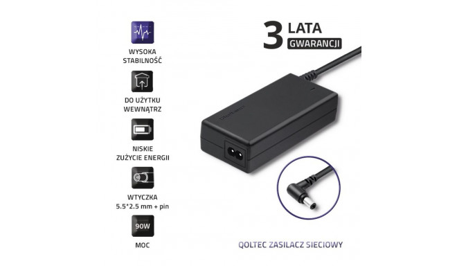 Laptop Power Adapter - Qoltec 50090 90W Toshiba Compatible Black