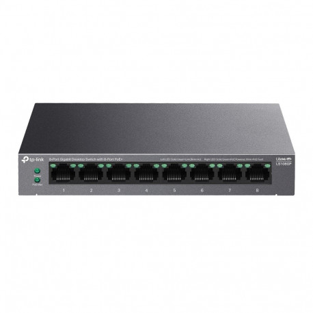 Network Switch - TP-Link LiteWave 8-Port Gigabit PoE+ Black