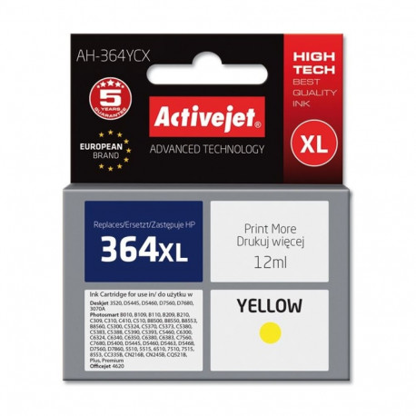 Ink Cartridge - Activejet AH-364YCX 12 ml High Yield Replacement Yellow