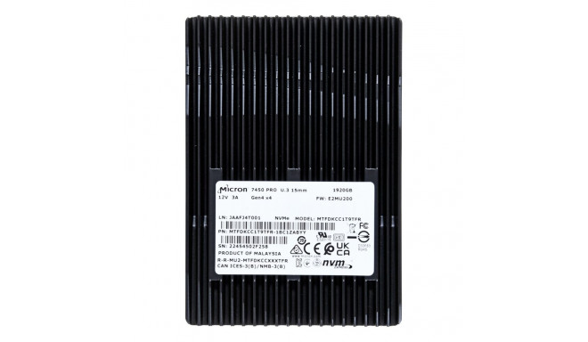 Solid State Drive (ssd) - Micron 7450 Pro 1.92tb U.3 NVMe Pci 4.0