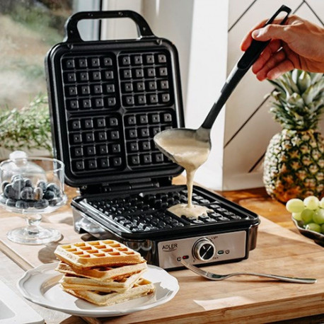 Waffle Iron - Adler AD 3083 4-Square 1800W Black/Silver