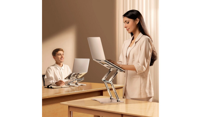 Laptop stand Wozinsky WRS-CPY75DSS aluminum + Free! smartphone stand - silver