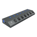 ICYBOX IB-HUB1701-C3 7-port hub with USB 3.0 Type-C and Type-A interface and BC 1.2 support