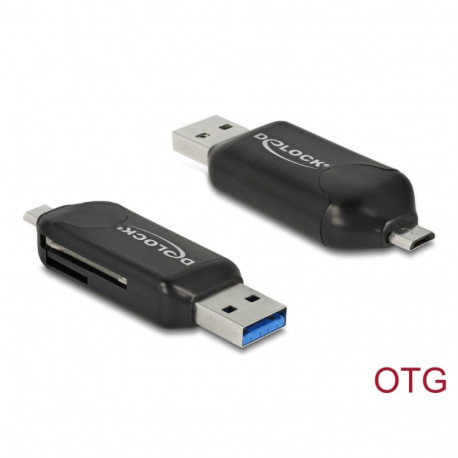 Kaardilugeja USB-A - Micro USB-B, SD / SDHC / MS / MMC / Micro SD, must