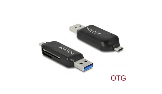 Delock Card Reader Micro USB OTG / USB 5 Gbps Type-A for SD / MMC + Micro SD