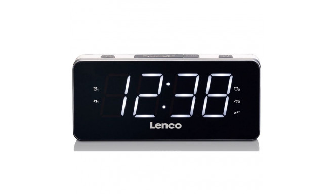 PLL FM alarm clock radio large and clear 1.8" LED display Lenco, white