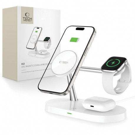Tech-Protect wireless charger A12 3in1 MagSafe, white