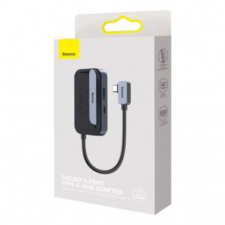 Baseus HUB for Smartphones and Tablets PadJoy 6-in-1 (USB 3.0, HDMI 2.0 4K 30Hz, Type-C female 100W,