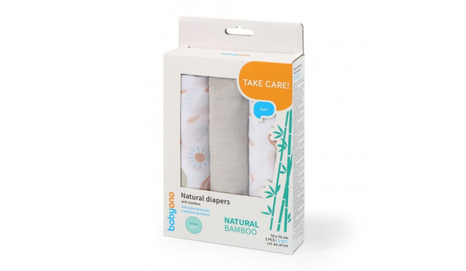 BabyOno bamboo diapers 3 pcs, gray 397/09