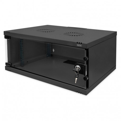 Wall-mounted network cabinet 19" 4U, SOHO 241 x 540 x 400 mm, door glass, black, unfolded, 60kg