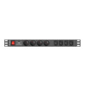Lanberg PDU-04E04I-0200-BK toitejaotusseade (PDU) 4 AC väljundit 1U Must