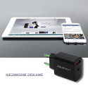 Qoltec 51713 Laadija | 18W | 5-12V | 1.5-3A | USB tüüp C PD | USB QC 3.0 | Must