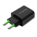 Qoltec 51713 Laadija | 18W | 5-12V | 1.5-3A | USB tüüp C PD | USB QC 3.0 | Must