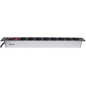 Intellinet 19" 1U Rackmount 8-ne toitejaotur - Saksa tüüp, koos sisse/välja lülitiga ja ülekoormuska