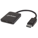Manhattan DisplayPort 1.2 kahe DisplayPort 1.2 pordiga jagaja, MST, 4K@30Hz, USB-A toitega, videosei