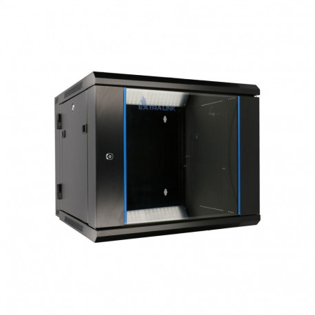 Extralink Rackmount cabinet 9U 600x600 AZH Black wall mounted, swing type