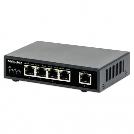 Intellinet 5-pordiline Gigabit Ethernet PoE+ võrgulüliti, neli PSE PoE-porti, IEEE 802.3at/af (PoE+/