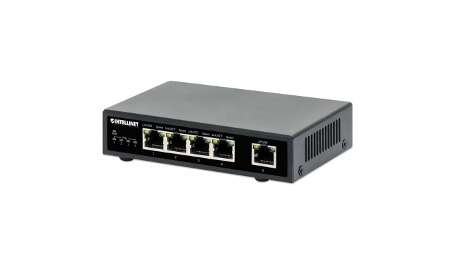 Intellinet 5-pordiline Gigabit Ethernet PoE+ lüliti, neli PSE PoE porti, IEEE 802.3at/af (PoE+/PoE) 