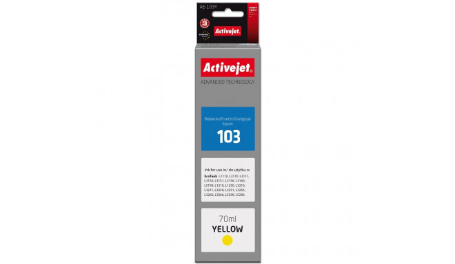Activejet AE-103Y tindikassett (asendus Epson 103 C13T00S44A; Supreme; 70 ml; kollane)