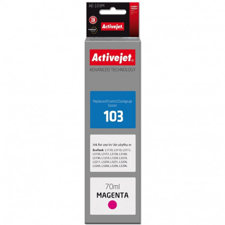 Activejet AE-103M Ink Bottle (Replaces Epson 103 C13T00S34A; Supreme; 70 ml; Magenta)