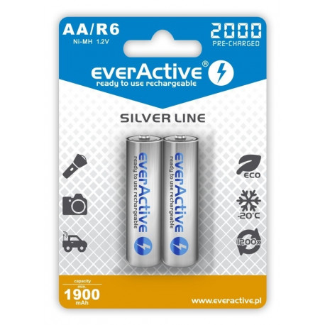 laetavad akud everActive Ni-MH R6 AA 2000 mAh Silver Line – 2 tk