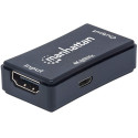 Manhattan HDMI Repeater, 4K@60Hz, Active, Boosts HDMI Signal up to 40m, Black, Three Year Warranty, 