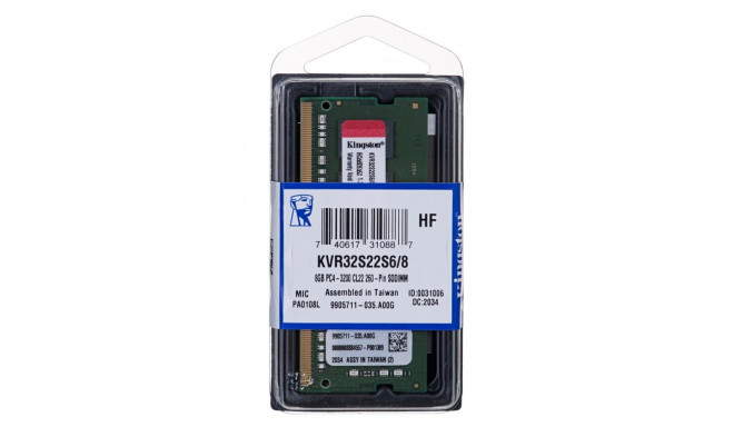 Kingston Technology ValueRAM KVR32S22S6/4 mälumoodul 8 GB 1 x 8 GB DDR4 3200 MHz