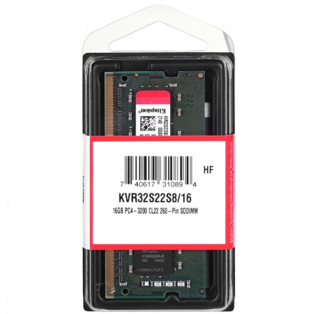 Kingston Technology KVR32S22S8/16 mälumoodul 16 GB 1 x 16 GB DDR4 3200 MHz