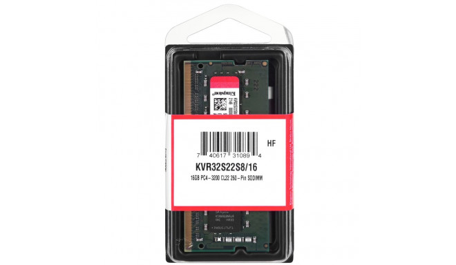 Kingston Technology KVR32S22S8/16 memory module 16 GB 1 x 16 GB DDR4 3200 MHz