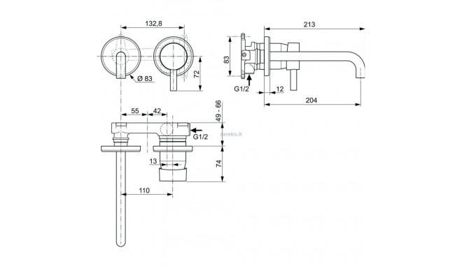 Peidetud valamu segisti Ideal Standard CERALINE A6938