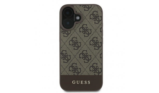 Guess GUHCP16MG4GLBR iPhone 16 Plus 6.7" pruun kõvakorpus 4G alumine triip