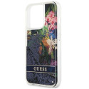 Guess GUHCP13XLFLSB iPhone 13 Pro Max 6.7" sinine/sinine kõvakate Lilledega Vedelik Sädelusega