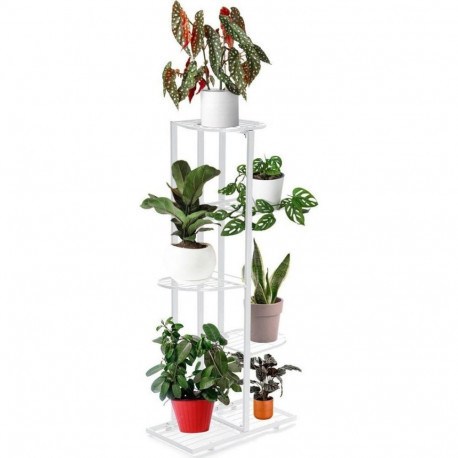 Strado Metal standing flower stand for 6 flower pots 97x43x22cm (White) universal