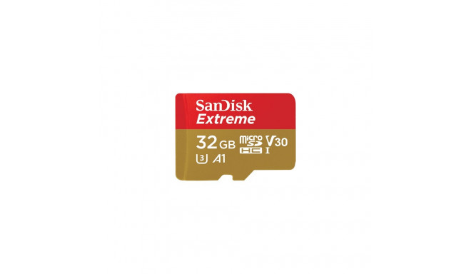 ATM card SANDISK Extreme microSDHC 32GB + adapter, 100MB/s, U3, C10, V30, UHS-I/SDSQXAF-032G-GN6AA