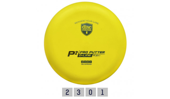 Discgolf DISCMANIA Putter D-LINE P2 FLEX 1 Kollane 2/3/0/1