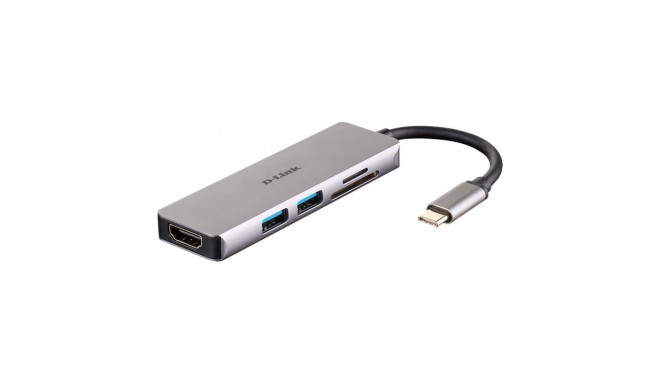 D-Link 5-ühes USB-C ja HDMI ning SD/microSD kaardilugejaga jaotur DUB-M530 USB Type-C