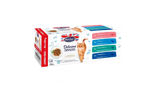 Wet Cat Food - Butcher's Jumbo Pack Mix Fish Selection In Jelly, 40 X