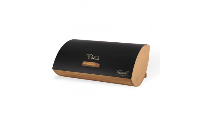 Bread Box - Maestro MR-1775 Black with Bamboo Handle