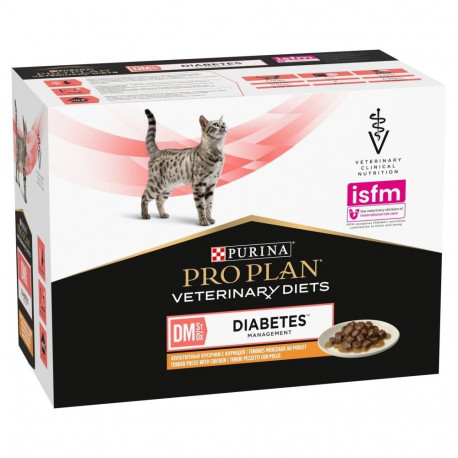 Wet Cat Food - Purina Pro Plan Veterinary Diet DM St/Ox - 10 x 85g